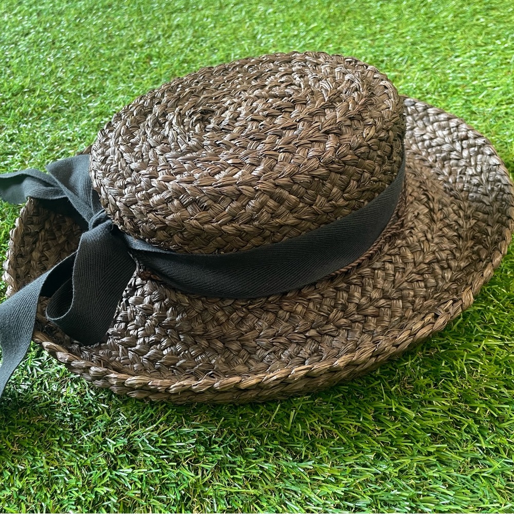 HELEN KAMINSKI Australia Raffia Textured Natural Straw Brim Hat Floppy Beach